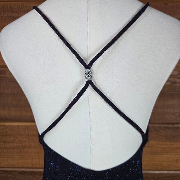 Byer Too Womens Y2K Fairy Grunge Dress M Velvety Galaxy Glitter Rhinestone Prom - Picture 4 of 11